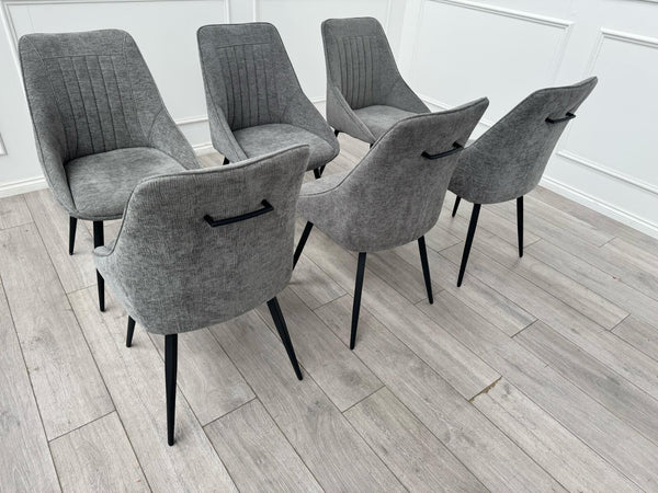 Furniture Village Crete Swivel Dining Chairs Dark Grey Fabric