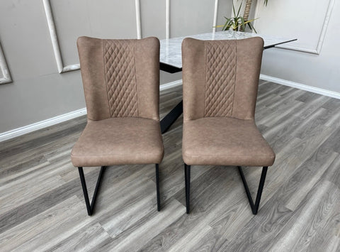Loki Cantilever Faux Tan Leather Contemporary Scandinavian Style Dining Chair