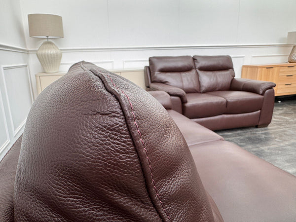 Brown Leather 3 & 2 Seater Static Sofa Set