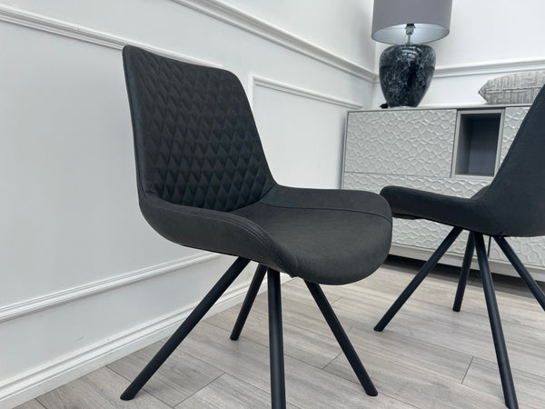 Ion Charcoal Grey Suede/Microfibre Pair of Dining Chairs