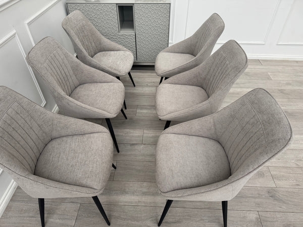Crete Swivel Dining Chairs Taupe Fabric