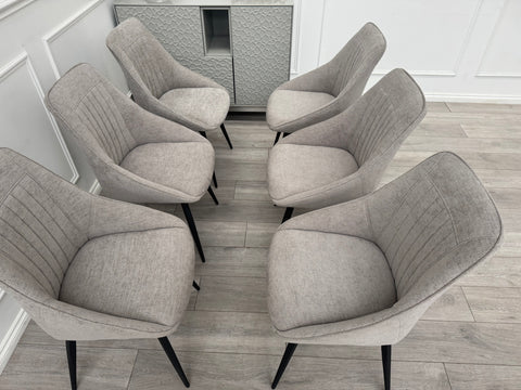 Crete Swivel Dining Chairs Taupe Fabric