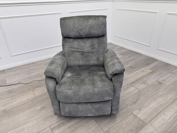 Furniture Village Rowen Grey Fabric Armchair Power Recliner+Swivel+Rocking