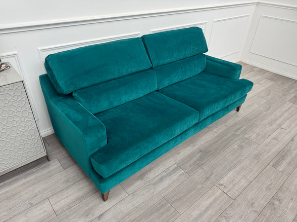 Furniture Village Lounge Co Romilly Teal Velvet Fabric 4 Seater Sofa RRP £2195