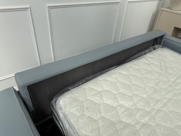 Sonno 3 Seater Sofabed In Baby Blue Leather Electric Power Pull Out