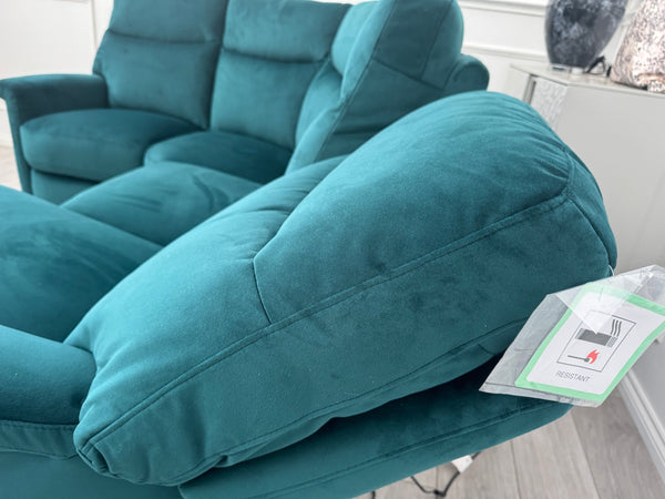 Lillie 1 x Power Reclining Corner Sofa In Lake Green Velvet