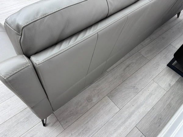 Contempo Grey Leather Static Corner Sofa Set