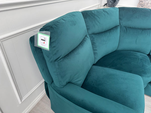 Lillie 1 x Power Reclining Corner Sofa In Lake Green Velvet