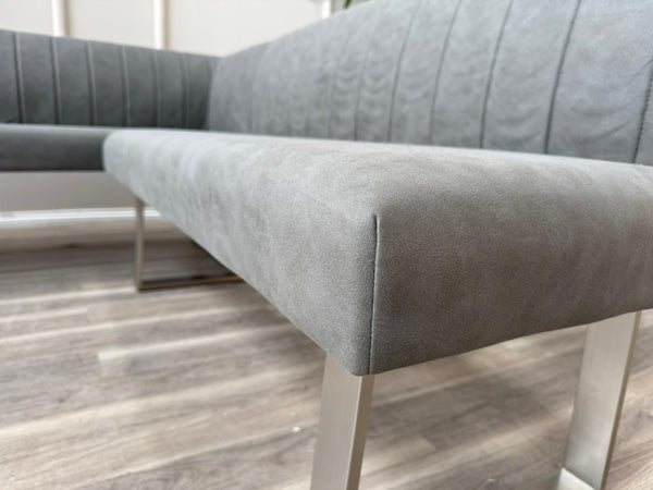 Grigio Corner Grey Fabric Left Hand Facing Dining Bench