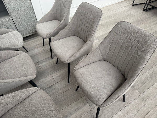 Crete Swivel Dining Chairs Taupe Fabric