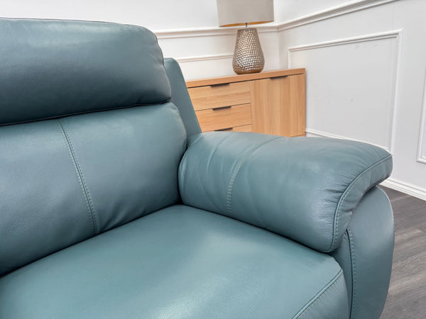 Missouri Lake Green Leather Power Recliner Fabric Armchair