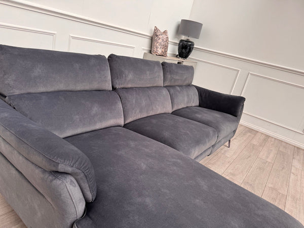 Missouri 3 Seater LHF Chaise Sofa In Charcoal Grey Fabric Power Recliner