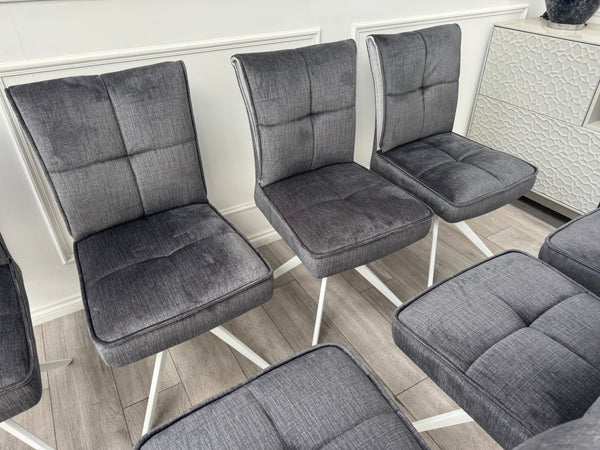 Glacier Swivel Dining Chairs Dark Grey Fabric