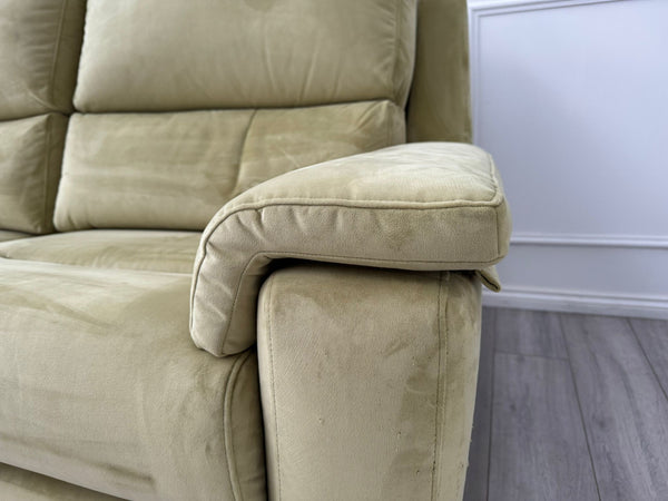 G Plan Thornbury 3 Seater Sofa Olive Velvet Power Recliner & Headrest & Lumbar