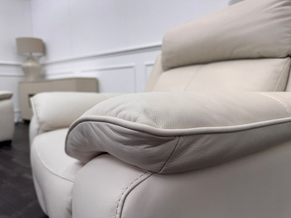 Starlight White Leather Power Recliner Power Headrest Armchair