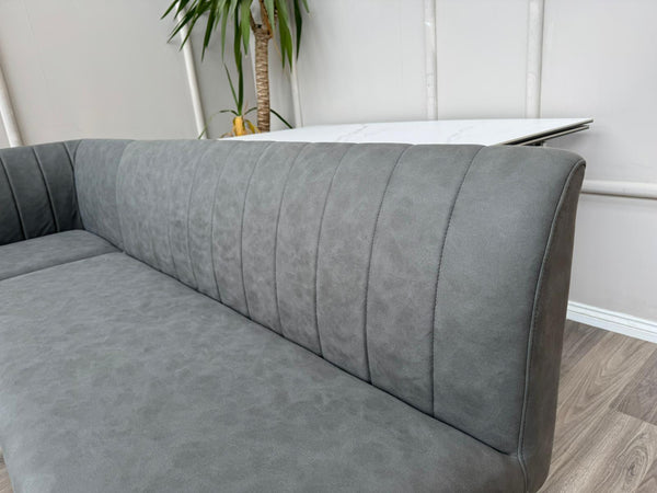 Grigio Corner Grey Fabric Left Hand Facing Dining Bench