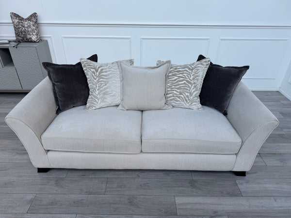 Sasha 4 Seater Sofa Pillow Back Cream Fabric Grand Sofa