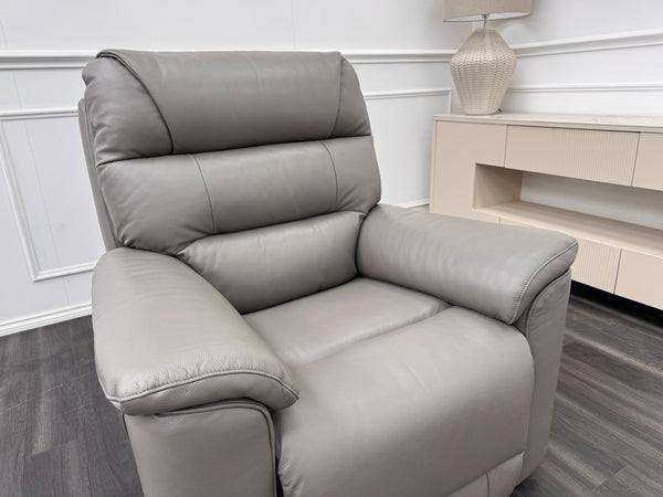 La Z Boy Parker Grey Leather Power Recliner Fabric Armchair
