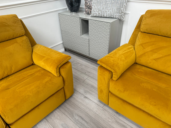 Thornbury/Harper 2+2 Seater Sofa Set Power Recliner Mustard RRP £7590