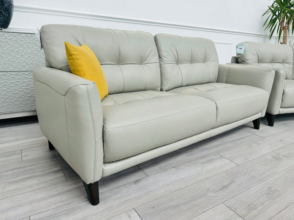 Uno 3+3 Seater Sofas Set in Light Grey Leather