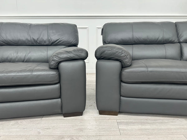 Cozee Dark Grey Leather 3+2 Seater Sofa Set