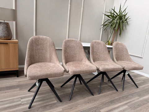 Jose Swivel Pebble Dining Chairs Hybrid Fabric Faux Leather Stylish Kitchen Chairs