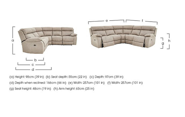 Link Large Cream Leather Corner Sofa Power Recliner