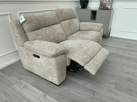 Starlight Express Beige Woven fabric 3 seater sofa Electric Recliner + Headrest