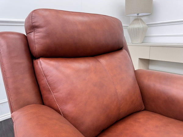La Z Boy Kenzie Tan Brown Leather Power Recliner Fabric Armchair