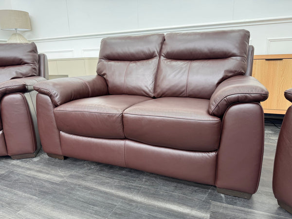 Brown Leather 3 & 2 Seater & Armchair Static Sofa Set