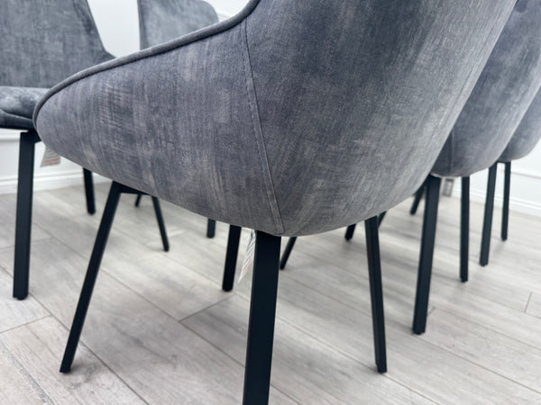 Veja Grey Velvet Set Swivel Dining Chairs
