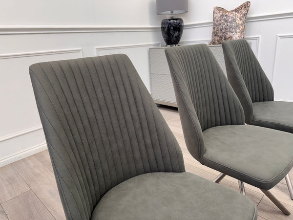 Grigio set of 6 Grey Swivel Suede Dining Chairs