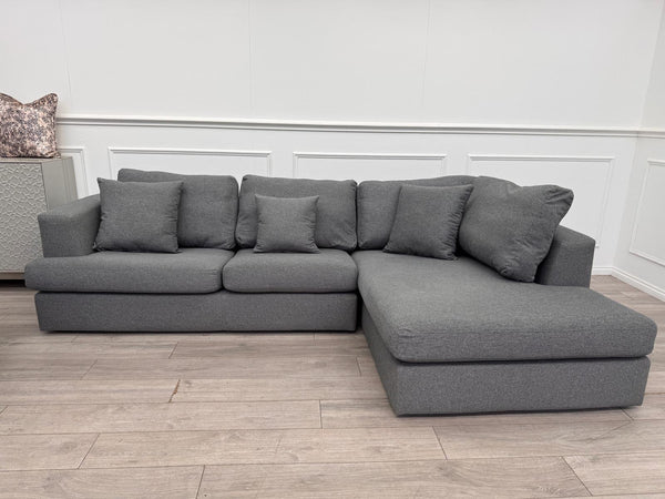 Grey Fabric Corner Sofa And Armchair Sofa Set