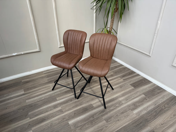 Terra Compact Bodahl Tan Faux Leather Contemporary Stylish Aesthetic Swivel Bar Stool