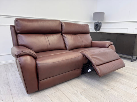 La Z Boy Paris 3 Seater Brown Leather Power Recliner