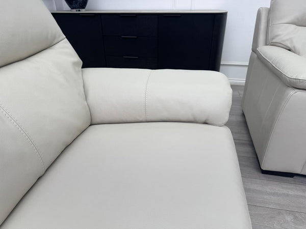 Off White Leather 3 & 3 Seater Static Sofa Set