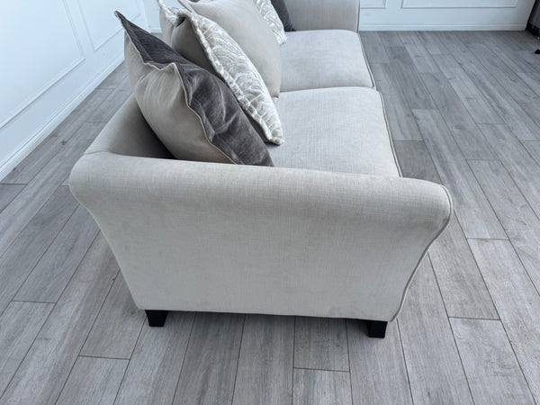 Sasha 4 Seater Sofa Pillow Back Cream Fabric Grand Sofa