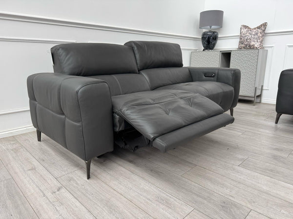 New York Power Recliner 3&2 + Armchair Sofa Set Grey Leather