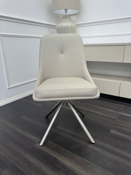 FV Avorio Pale Grey Faux Leather Swivel Dining Chair (Choose Quantity)