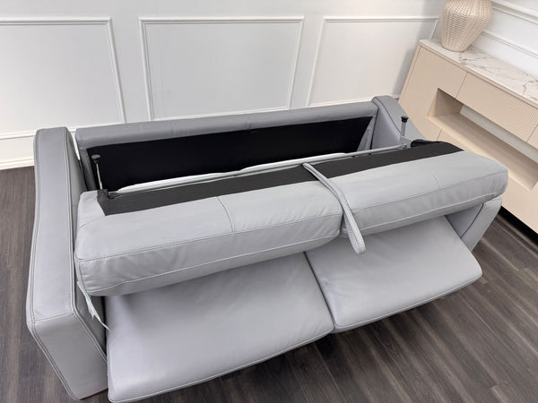 Optimus Grey Leather 3 Seater Sofa Bed Mattress Supplied