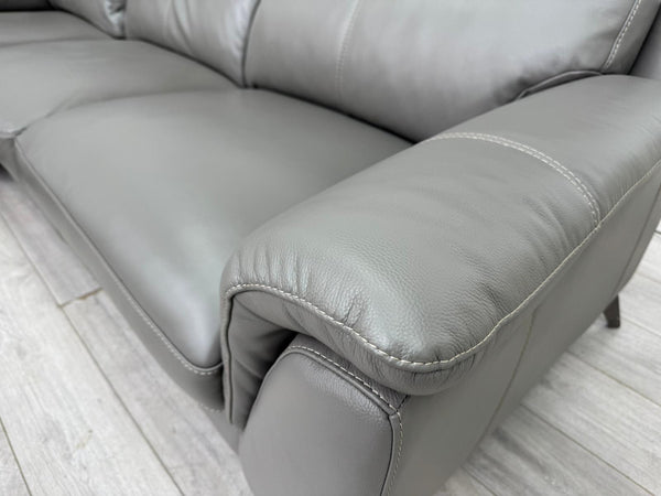 Contempo Grey Leather Static Corner Sofa Set