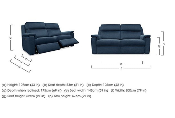G Plan Thornbury 3 Seater Black Leather Static Sofa