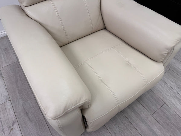 Moet Cream Leather Power Recliner Headrest Armchair