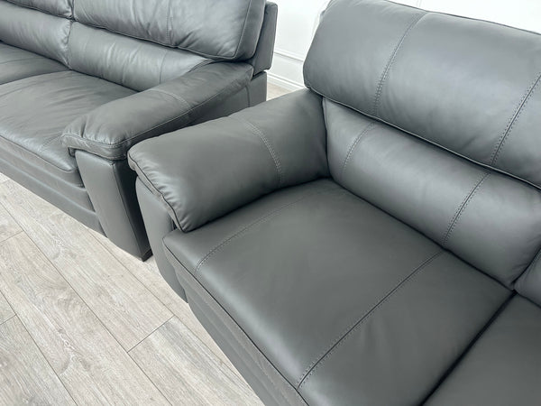 Cozee Dark Grey Leather 3+2 Seater Sofa Set