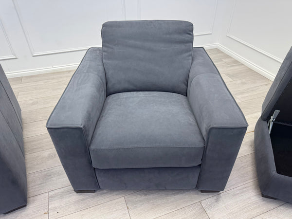 Sonno Electric 3 Seater Sofa Bed + 2x Armchairs Sofa Set Charcoal Grey + footstool