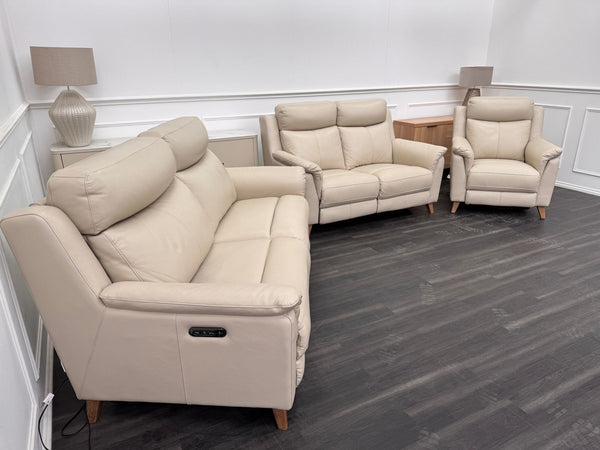 La Z Boy Kenzie Leather 3 & 2 Seater & Armchair Power Recliner Sofa Set