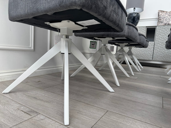 Glacier Swivel Dining Chairs Dark Grey Fabric