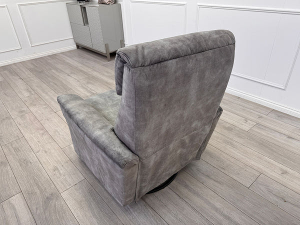 Furniture Village Rowen Grey Fabric Armchair Power Recliner+Swivel+Rocking