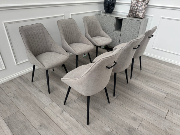 Crete Swivel Dining Chairs Taupe Fabric