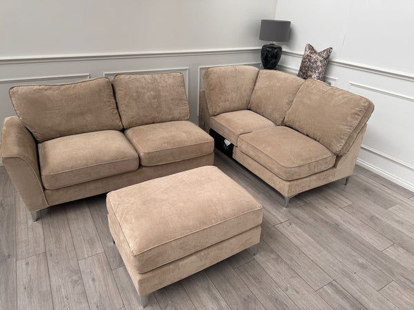 Legend Fabric Terminal End Corner Sofa Footstool Mushroom